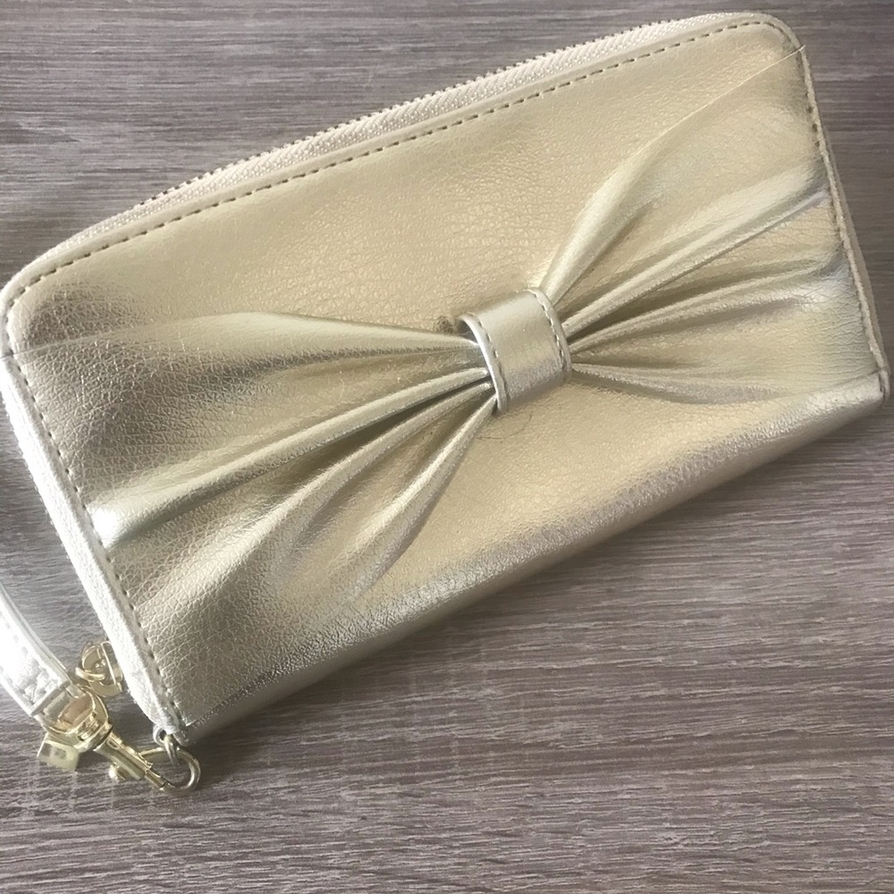 Gold Wallet/Clutch with Bow